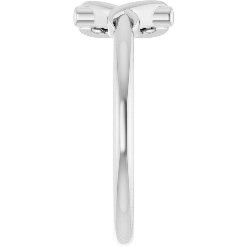 14K White Gold Heart & Cross Fashion Ring | Elegant Symbolic Design
