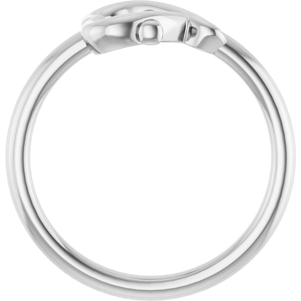 14K White Gold Heart & Cross Fashion Ring | Elegant Symbolic Design