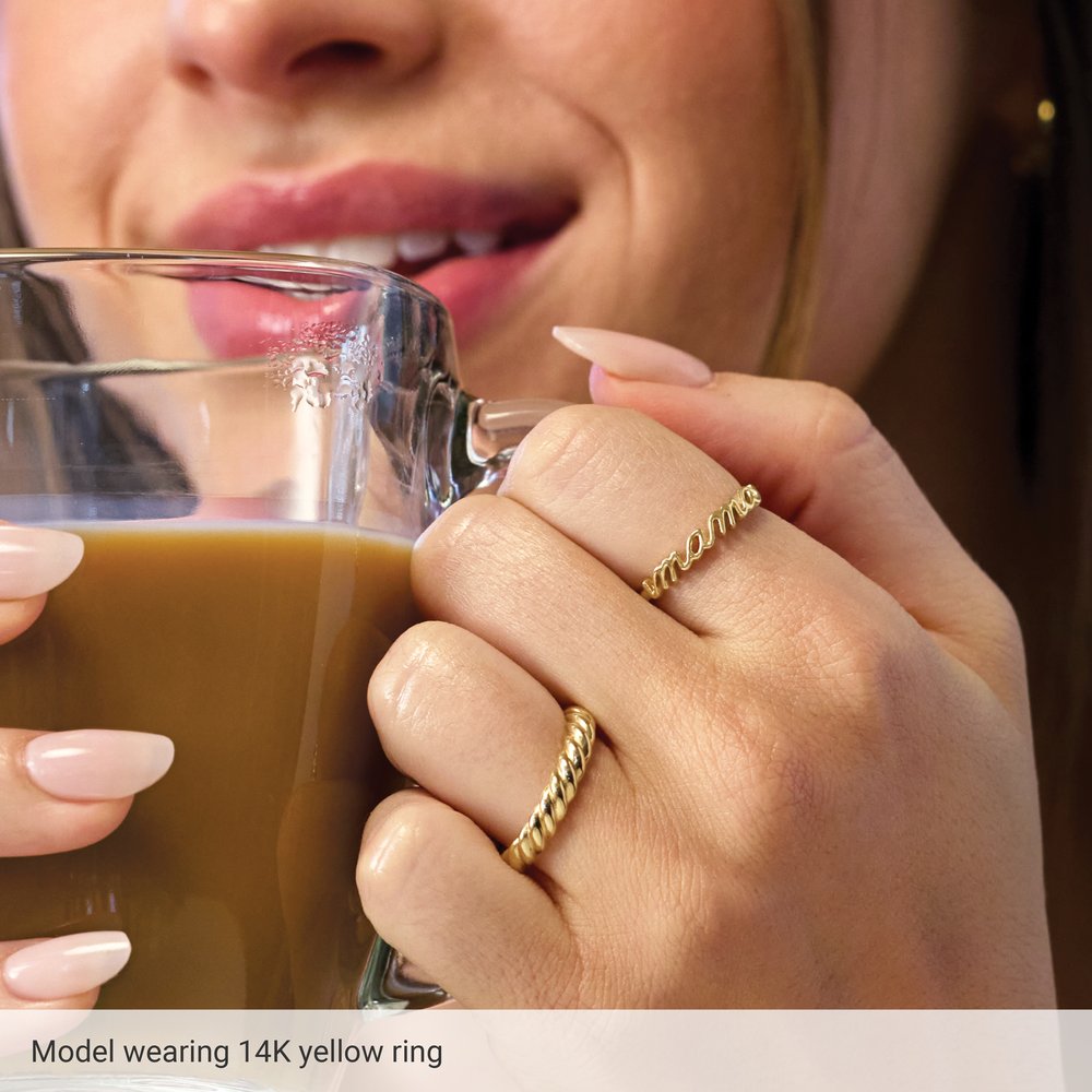 14K Yellow Gold "Mama" Script Ring | Mother's Fashion Ring