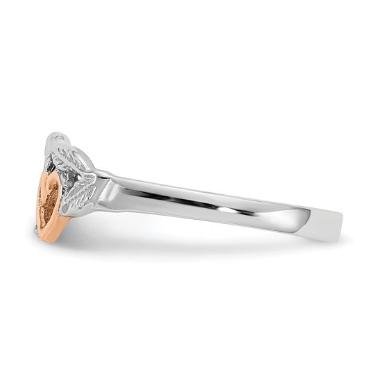 14 Karat White & Rose Gold Heart and Leaves Fashion Ring | Joe Kassab Jewelers