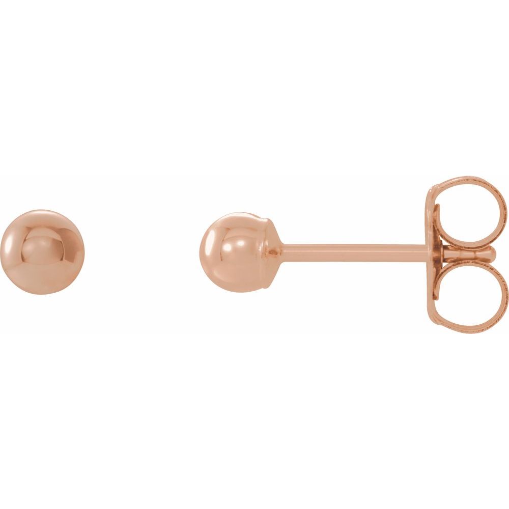 14K Rose Gold 3mm Ball Stud Earrings