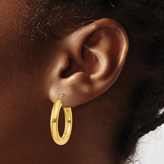 14 Karat Yellow Gold 4.00mm Hoop Earrings | Joe Kassab Jewelers