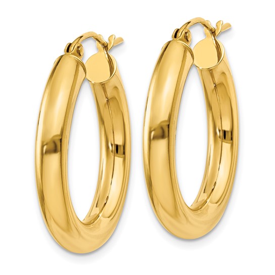 14 Karat Yellow Gold 4.00mm Hoop Earrings | Joe Kassab Jewelers