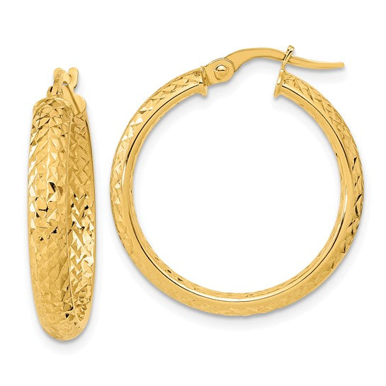 Classic Diamond Cut Fancy Hoop Earrings
