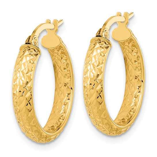 Diamond Cut Fancy Tube Hoop Earrings