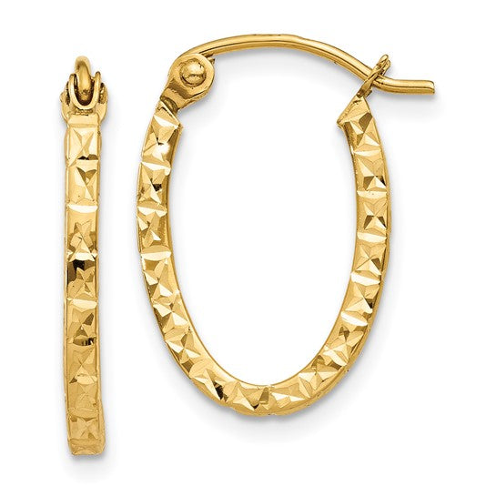 Contemporary Oval Diamond Cut Hoop Earrings