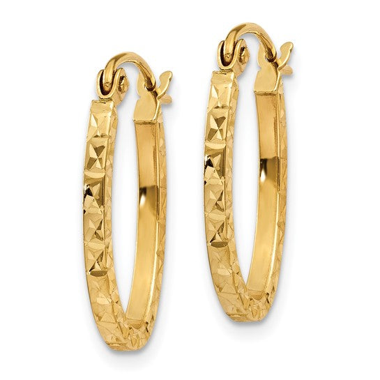 Contemporary Oval Diamond Cut Hoop Earrings