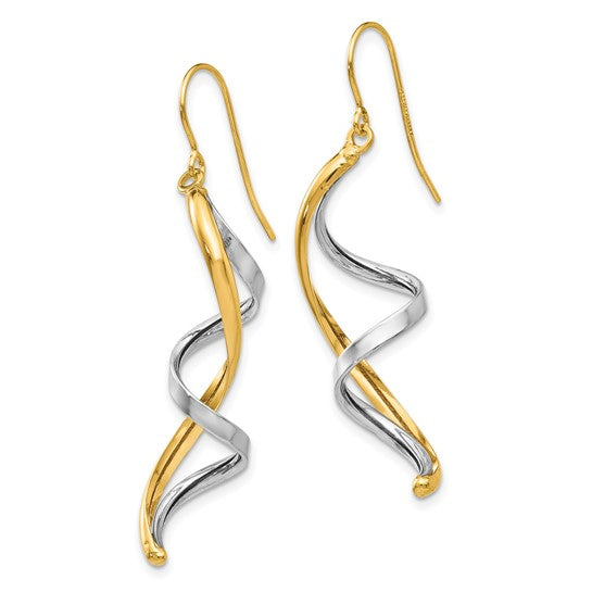 14 Karat Two-Tone Polished Fancy Dangle Earrings