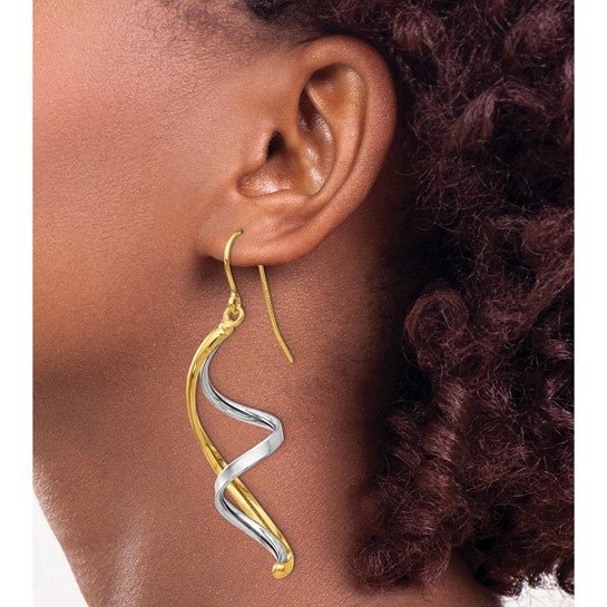 14 Karat Two-Tone Polished Fancy Dangle Earrings