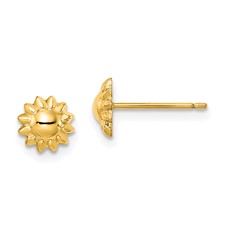 14K Yellow Gold Sunflower Stud Earrings