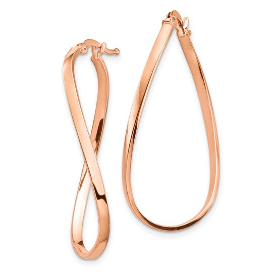 14KR 2MM Wavy Oval Hoop Earrings