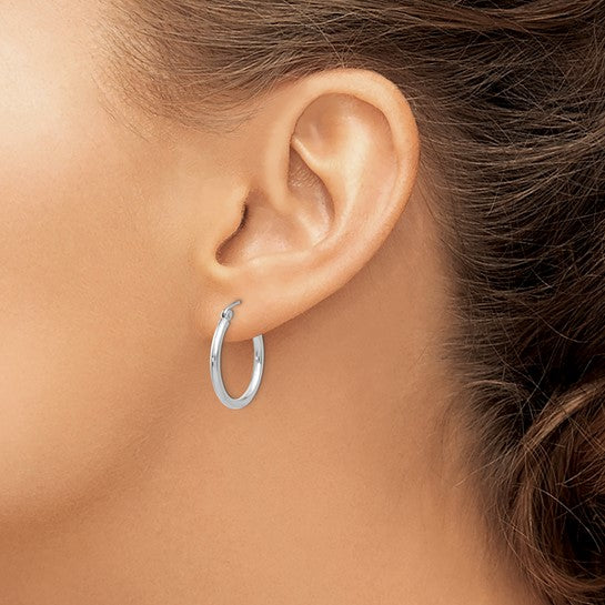 14K White Gold 2mm Hoop Earrings