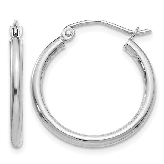 14K White Gold 2mm Hoop Earrings