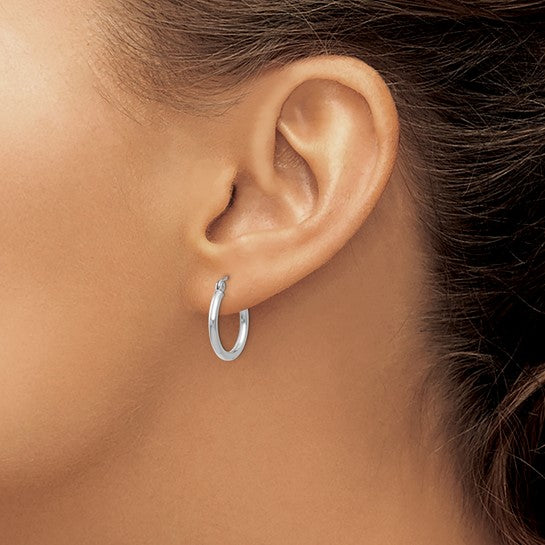 14K White Gold 2mm Hoop Earrings