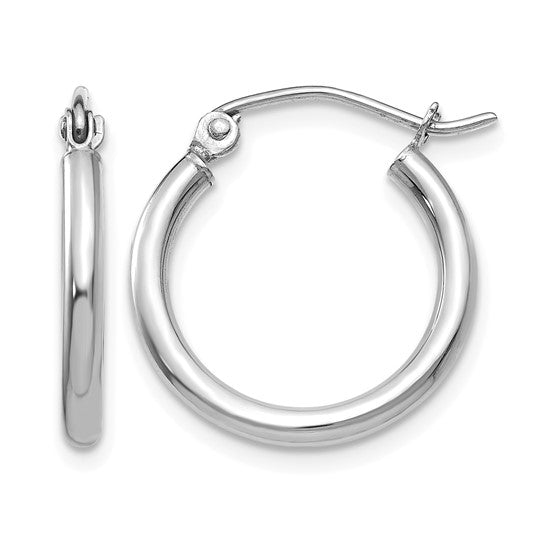 14K White Gold 2mm Hoop Earrings