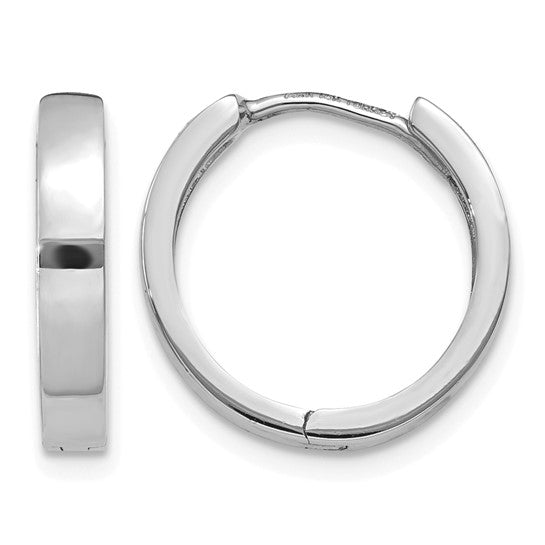 14K White Gold Hinged Hoop Earrings
