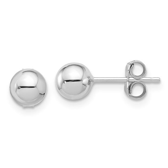14K White Gold 6mm Ball Stud Earrings