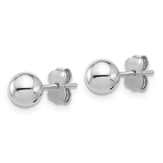 14K White Gold 6mm Ball Stud Earrings