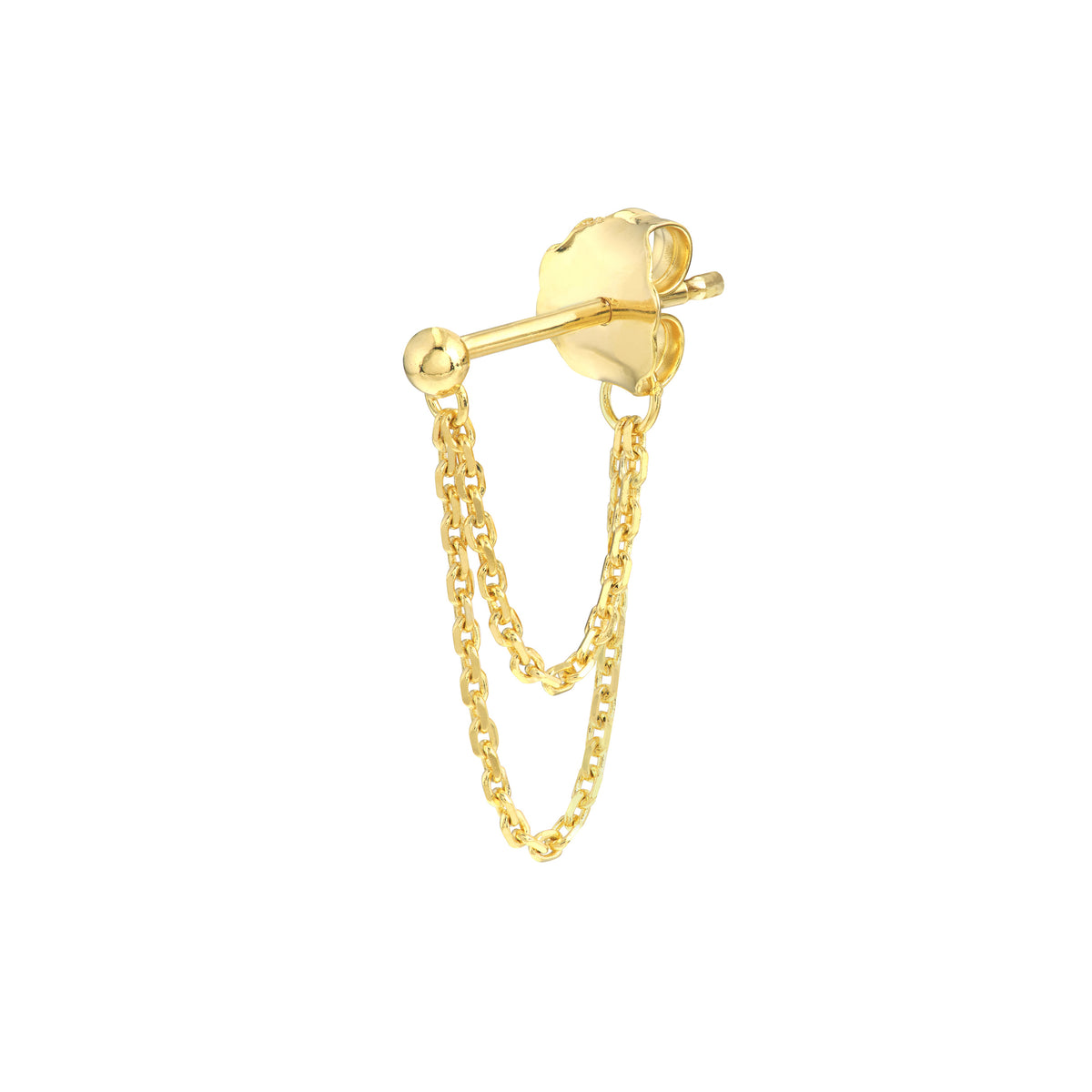 14K Yellow Gold Diamond Cut Cable Chain Drop Earrings