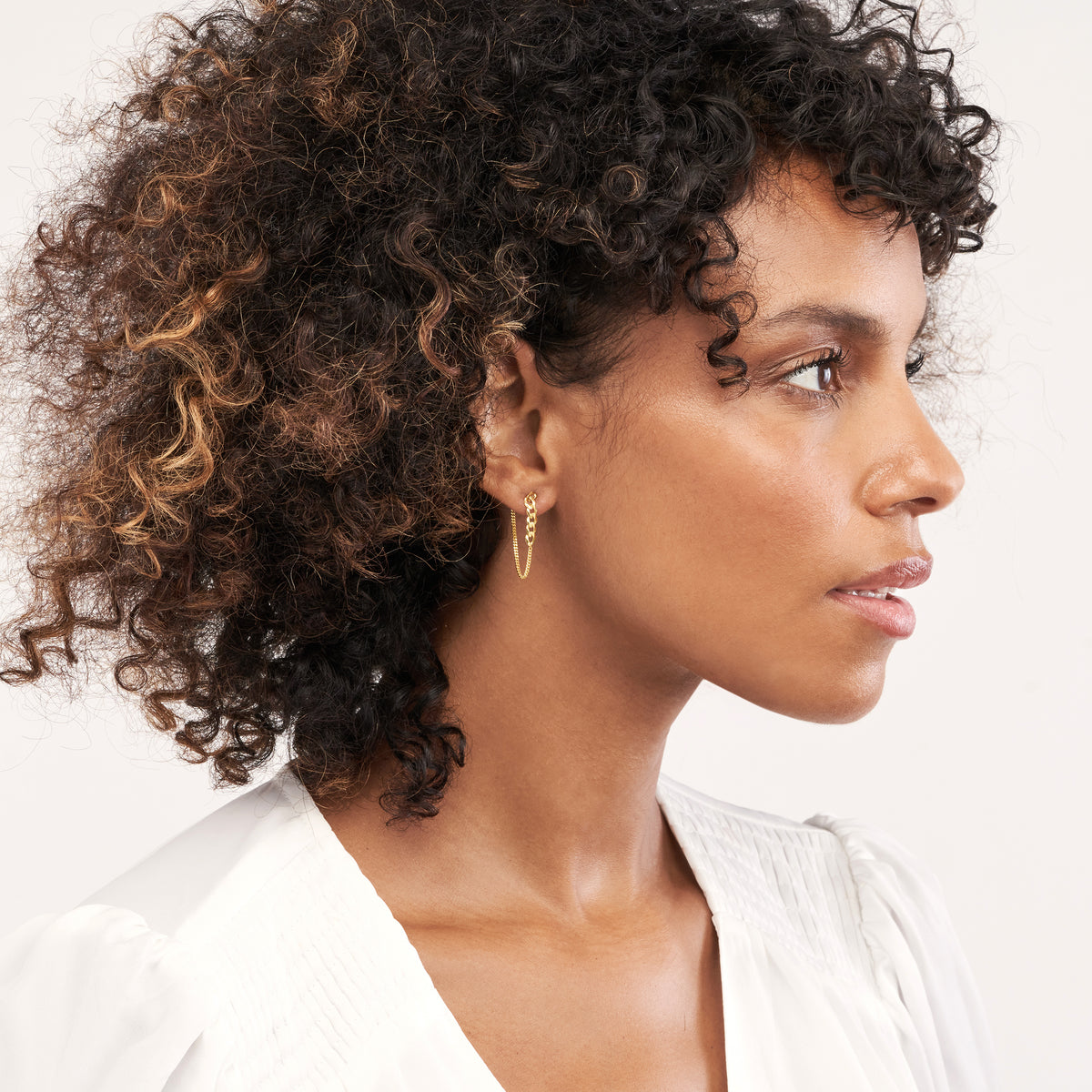 14K Yellow Gold Curb & Cuban Chain Drop Earrings