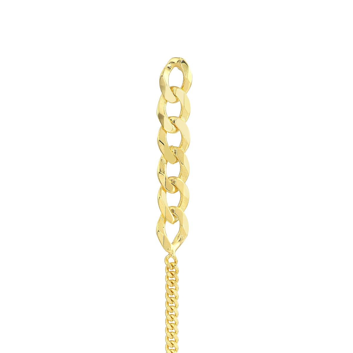 14K Yellow Gold Curb & Cuban Chain Drop Earrings