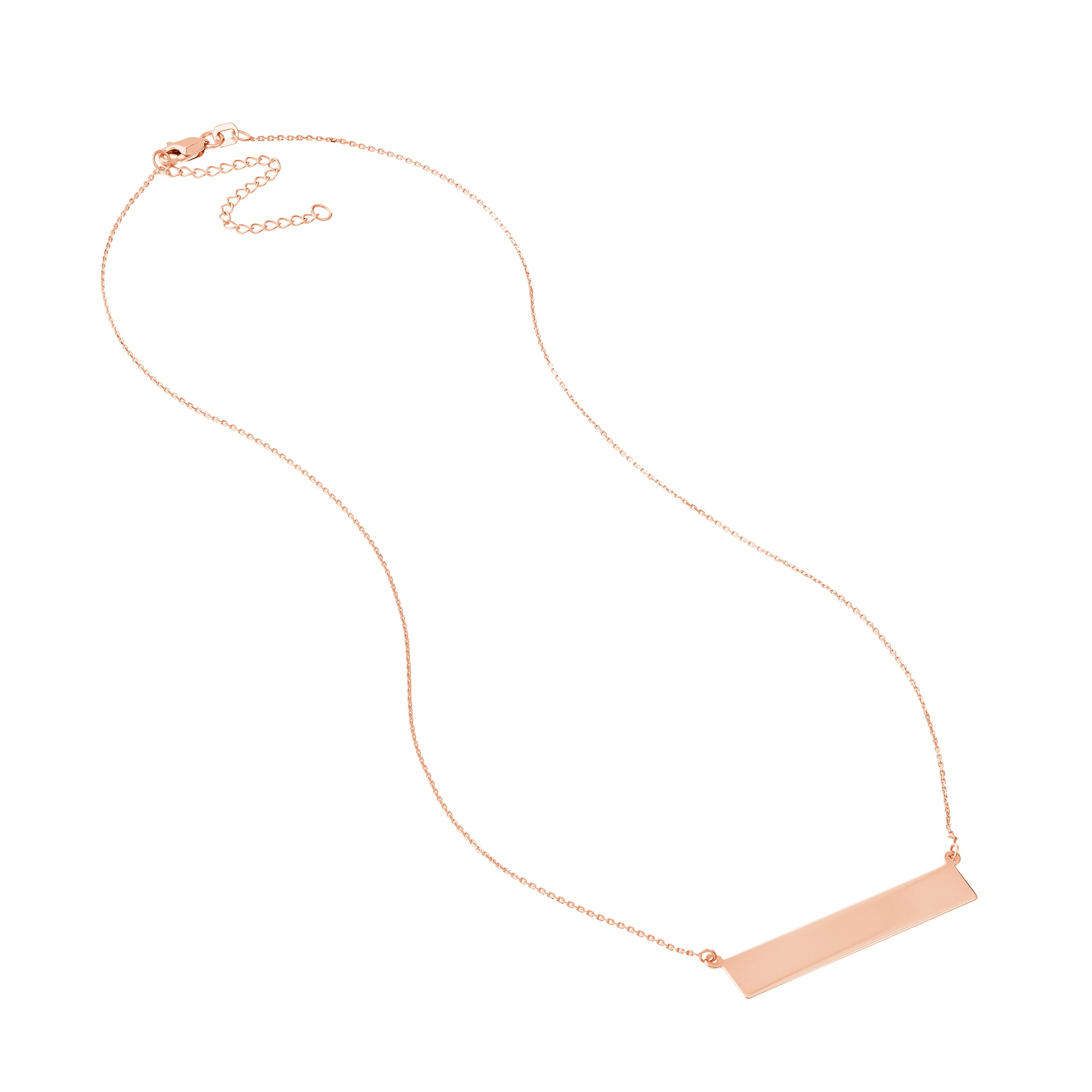 14 Karat Rose Gold Engraveable Bar Necklace