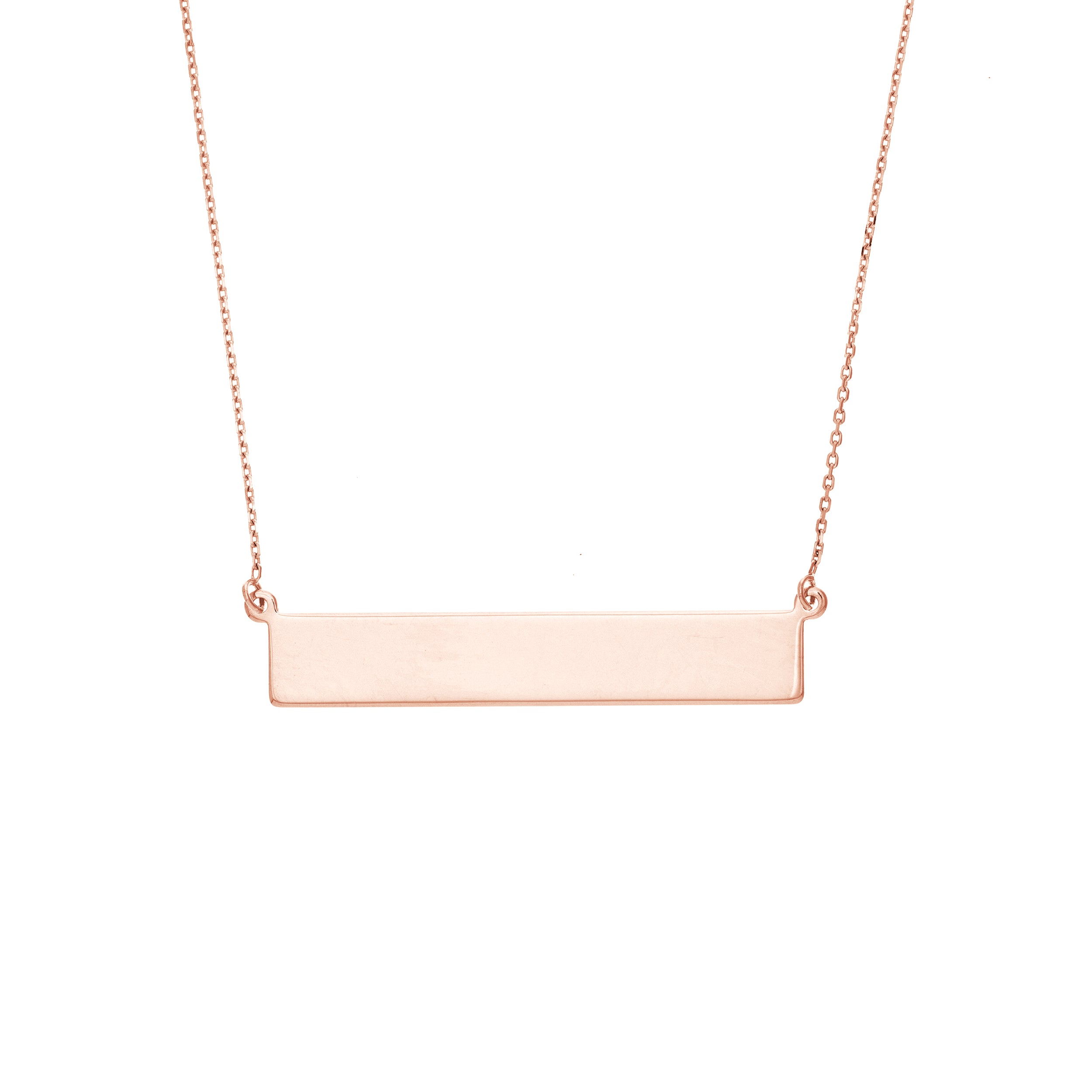 14 Karat Rose Gold Engraveable Bar Necklace