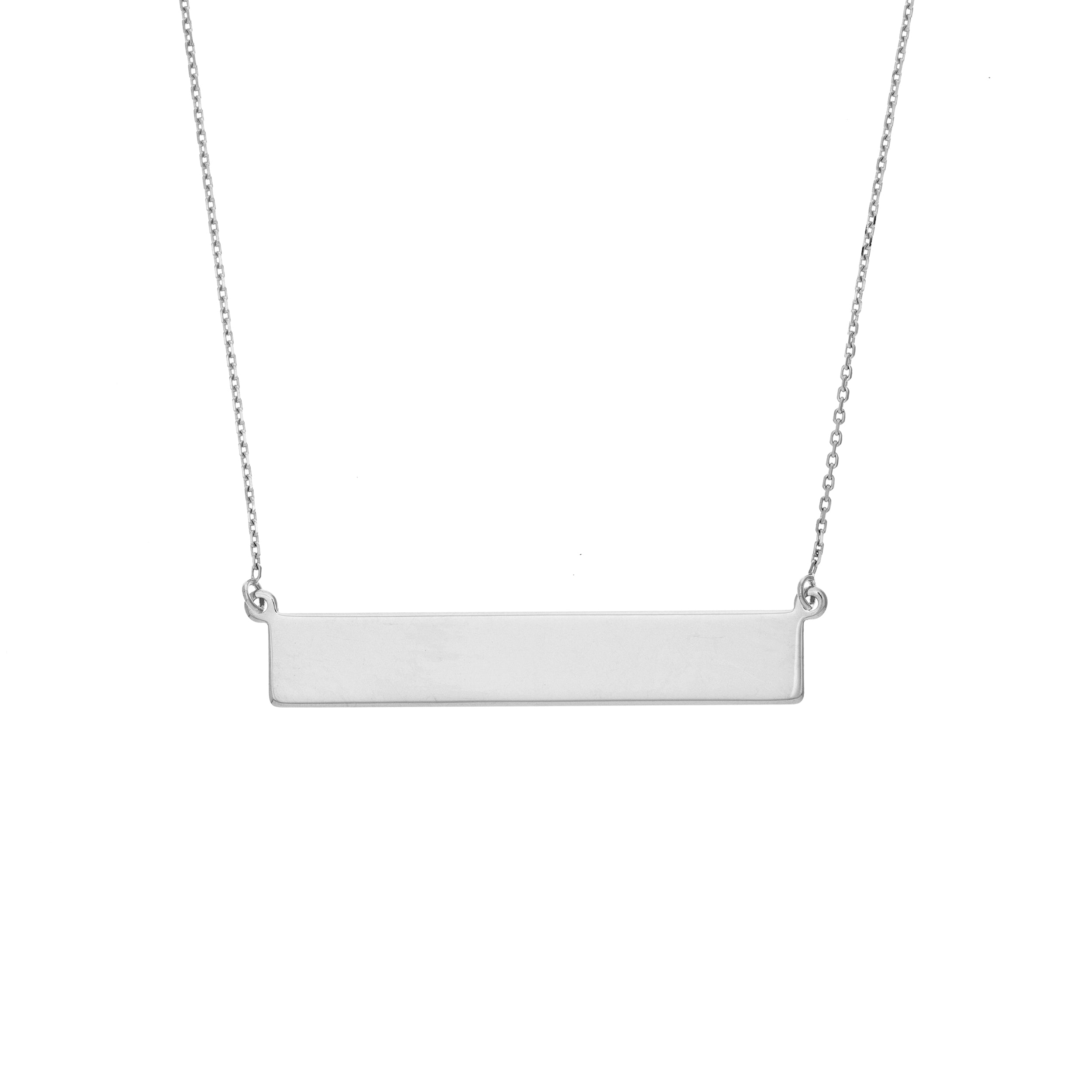 14 Karat White Gold Engravable Bar Necklace