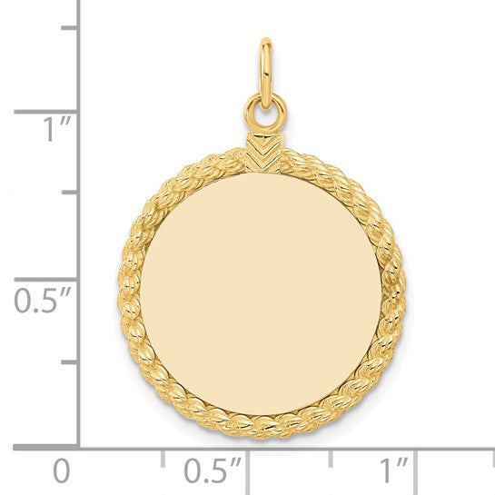 14 Karat Yellow Gold Engravable Disc Pendant