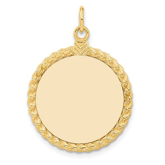 14 Karat Yellow Gold Engravable Disc Pendant