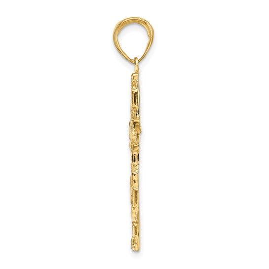 14K Nugget Stlye Cross Pendant