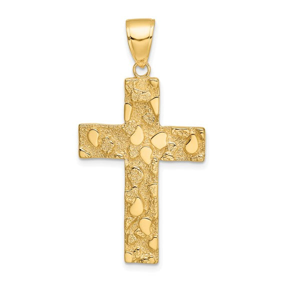 14K Nugget Stlye Cross Pendant