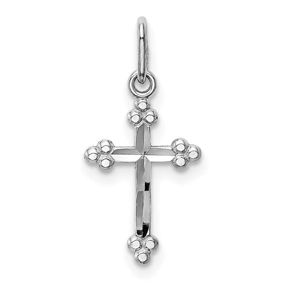 14K White Gold Budded Cross Pendant | Joe Kassab Jewelers