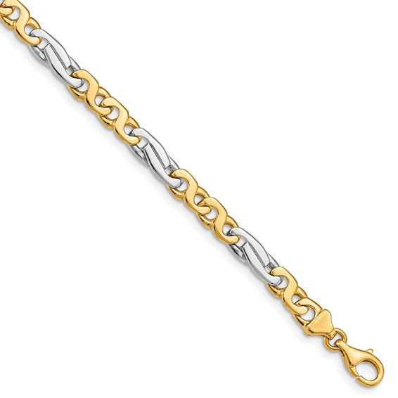 14K Two-Tone Gold Fancy Link Bracelet | 9 Inch Gold Bracelet