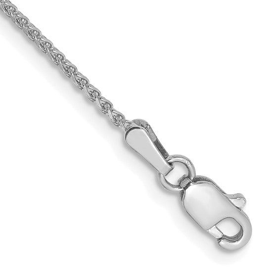 14K White Gold Diamond-Cut Spiga Wheat Bracelet | 7 Inch Gold Bracelet