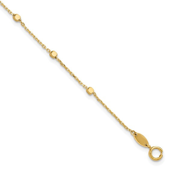 14K Yellow Gold Cube Bead Station Bracelet | Joe Kassab Jewelers