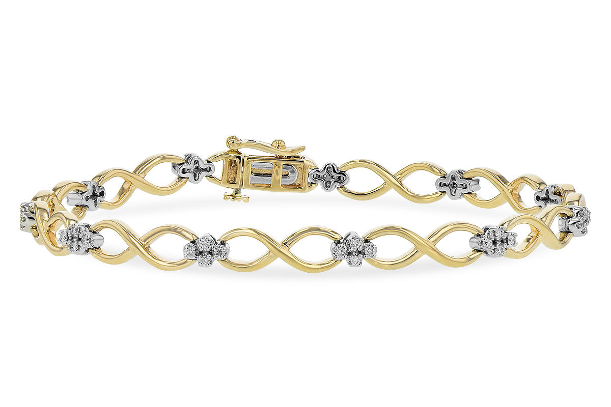 14K Yellow & White Gold Infinity Tennis Bracelet with 0.27 Carats Natural Diamonds