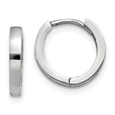 14 Karat White Gold Round Hinged Hoop Earrings