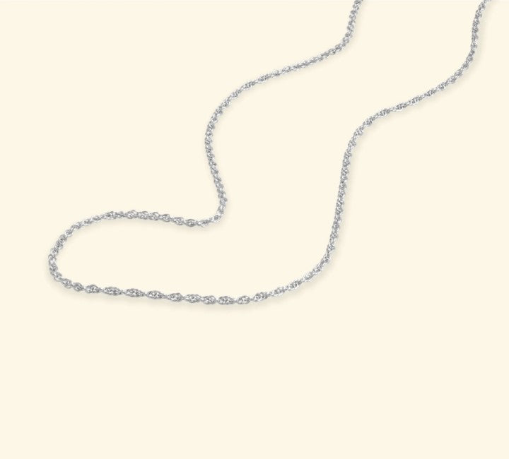 Rhodium Over Sterling Silver Rope Chain