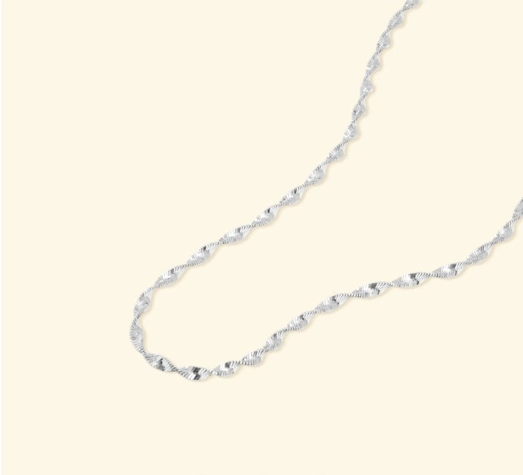 Rhodium Over Sterling Silver Twist Magic Chain