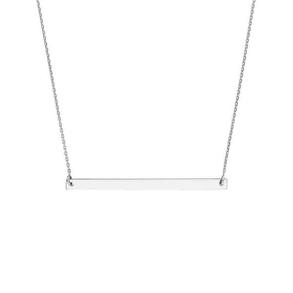 Sterling Silver Bar Necklace | 16–18 Inch Adjustable Cable Link Chain