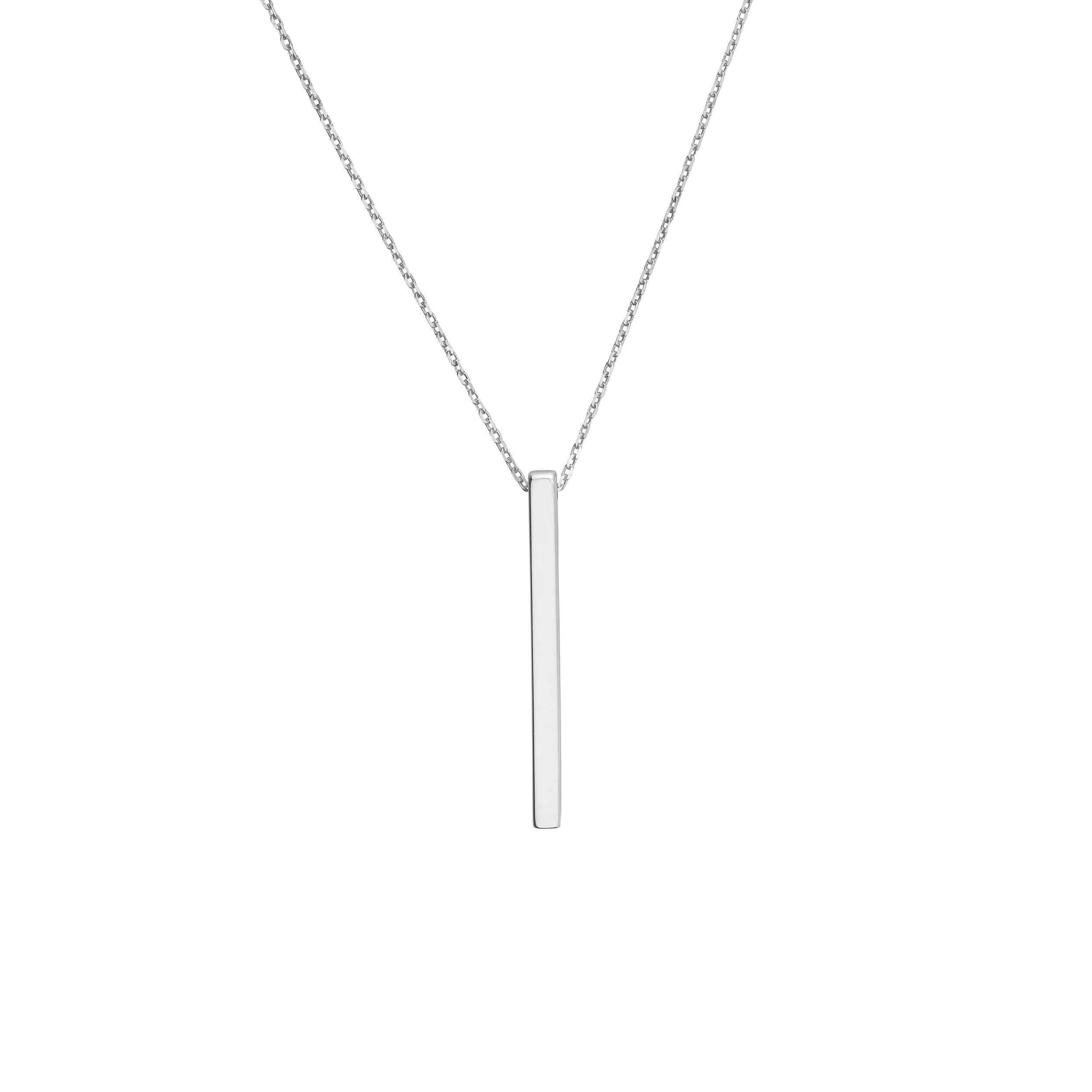 Sterling Silver Vertical Bar Necklace | 16–18 Inch Adjustable Cable Link Chain