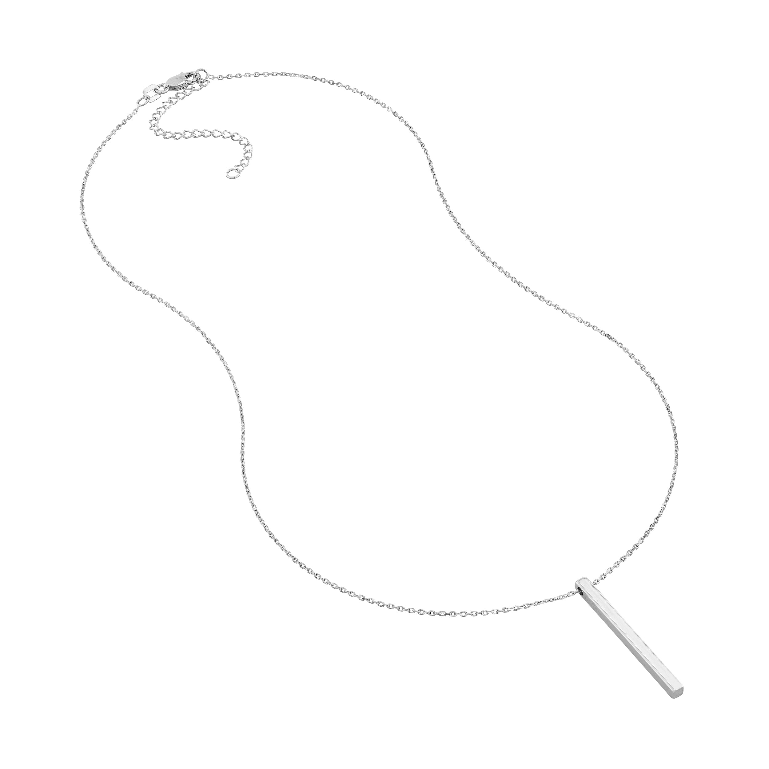 Sterling Silver Vertical Bar Necklace | 16–18 Inch Adjustable Cable Link Chain