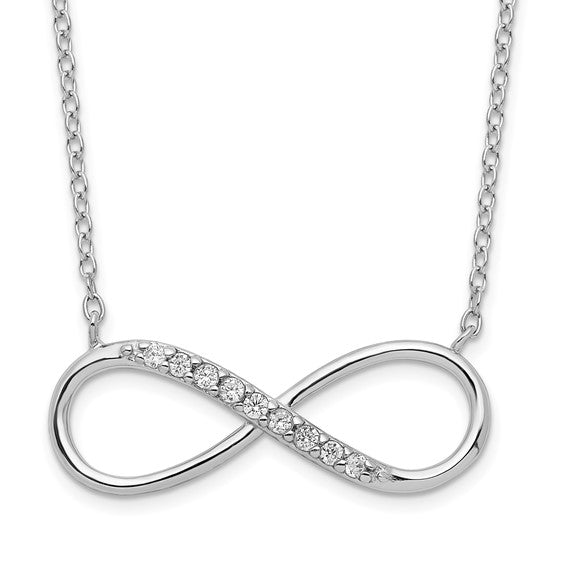 Rhodium-Plated Sterling Silver Infinity Necklace with Cubic Zirconia