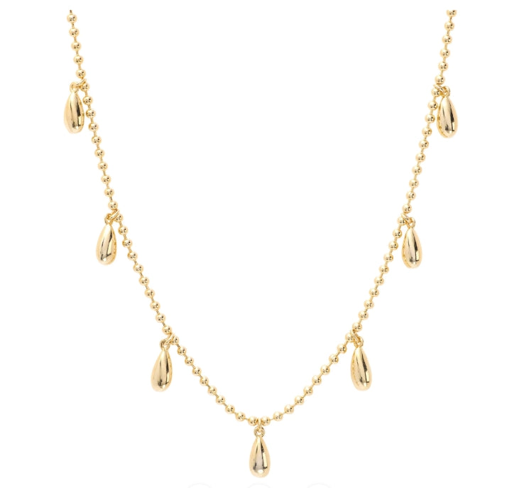 Gold Over Sterling Silver Multi Teardrop Necklace