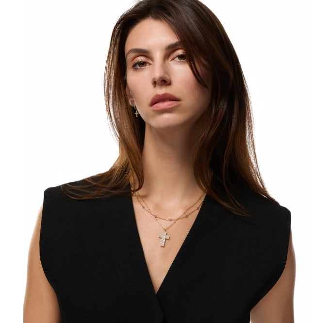 Gold Over Sterling Silver Two Tone Diamod Cut Beaded Necklace