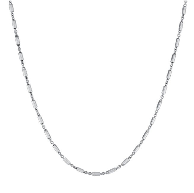 Sterling Silver Rhdoium Plated Bar Chain