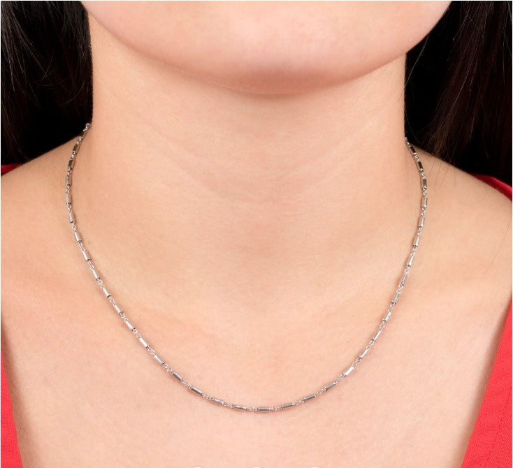 Sterling Silver Rhdoium Plated Bar Chain