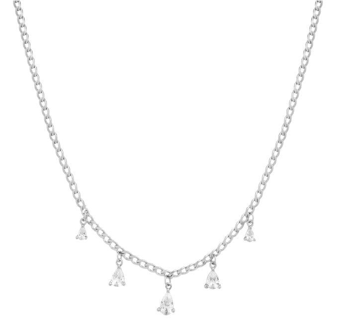 Sterling Silver Teardrop CZ Necklace