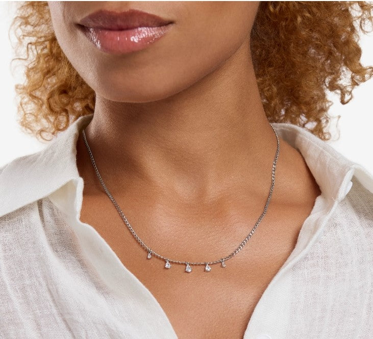 Sterling Silver Teardrop CZ Necklace